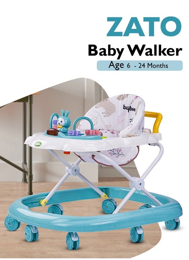 BAYBEE - Zato Baby Walker for Kids, Foldable Kids Walker with 3 Position Adjustable Height & Musical Toy Bar Activity Walker for Toddlers Walker for Baby Boy Girl 6 to 18 Months Green - Image 1