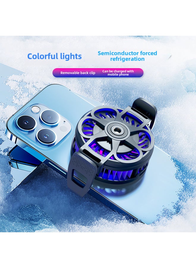 Semi-conductor Cooling Tablet Phone Heat Sink Wired Multi-gear Adjustable Attraction Clip Mobile Game Cooling Device-Color:G7 Colorful Edition-Black (Back Clip Semiconductor Refrigeration Air Cooled) - Image 1