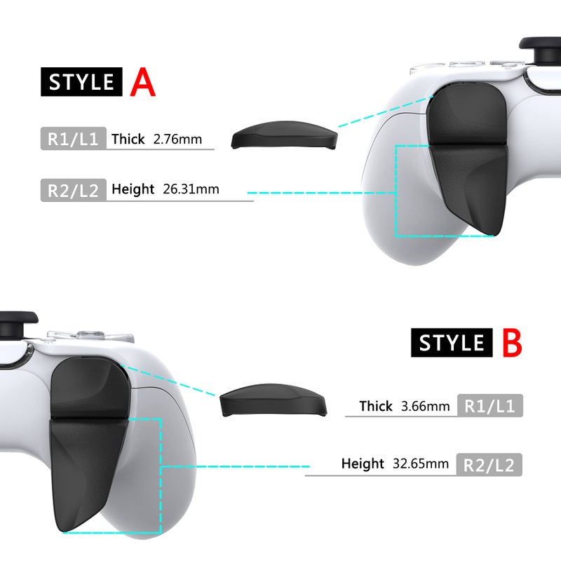 PlayVital Blade 2 Pairs Shoulder Buttons Extension Triggers for ps5 Controller, Game Improvement Adjusters for PS Portal Remote Player, Bumper Trigger Extenders for ps5 Edge Controller - Black - Image 3