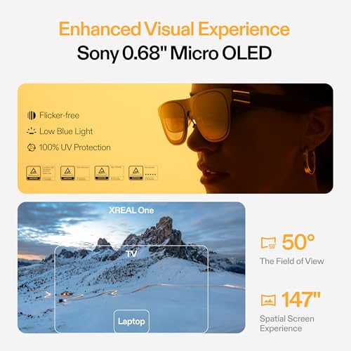 XREAL One AR Glasses with X1 Chip, Native 3 DoF, 147" 50°FOV 120Hz HD Display, Renowned Audio, 3 Adjustable Lens Transparency, Smart Glasses for iPhone 16/15, Steam Deck, ROG, Mac, PC, Android & iOS - Image 4