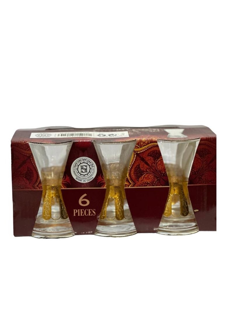 High quality Gold Embossed Glass Tea Cups 6 Pieces - Image 1