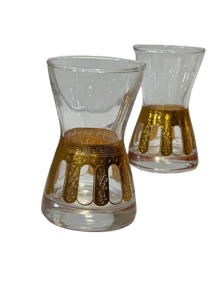 High quality Gold Embossed Glass Tea Cups 6 Pieces - Image 3