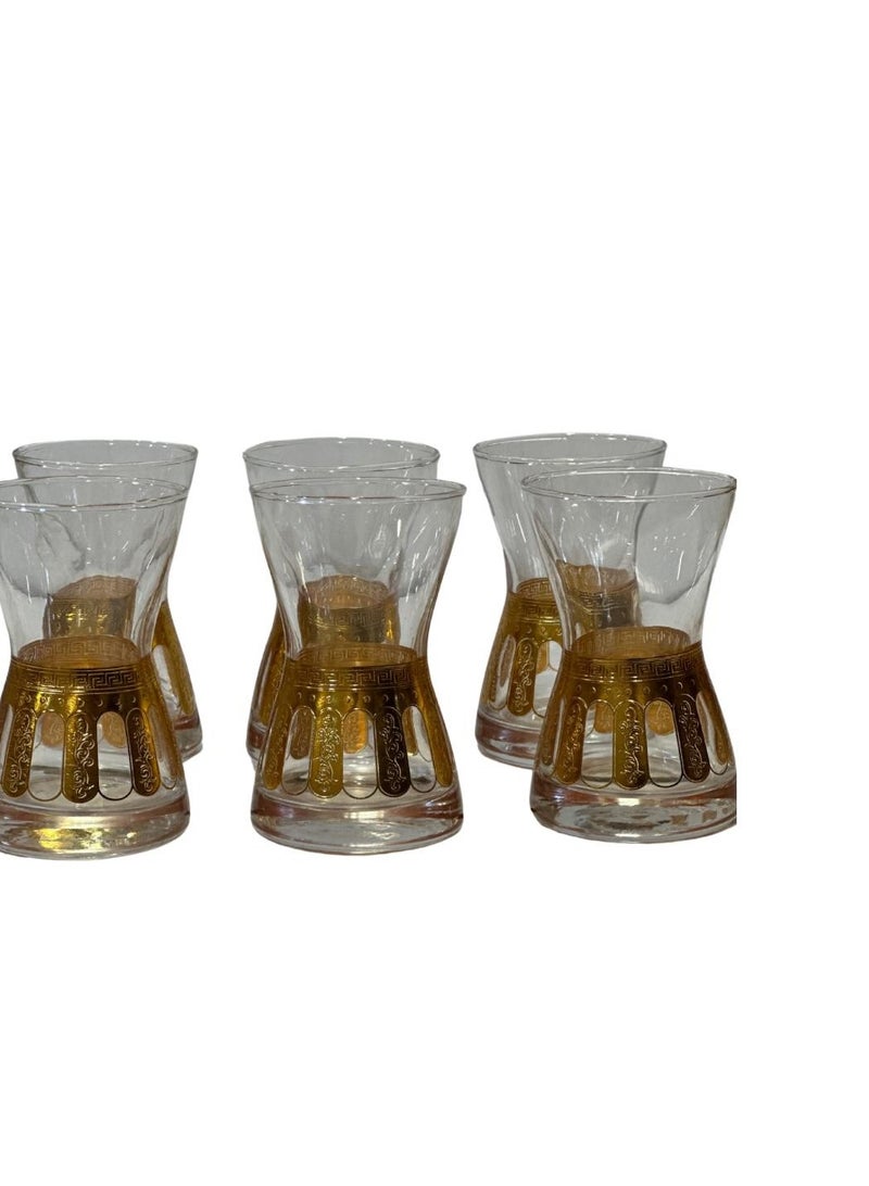 High quality Gold Embossed Glass Tea Cups 6 Pieces - Image 4