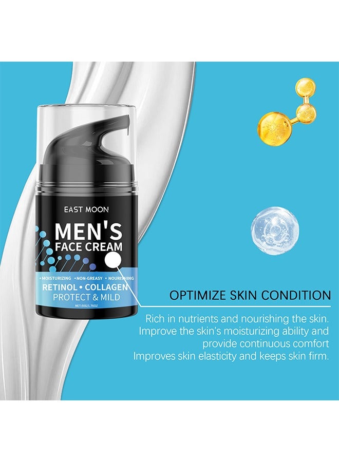 East Moon Men's Face Cream, Men's Retinol And Collagen Moisturizer Anti-Aging Face Cream For Men, Naturally Collagen And Hyaluronic Acid, Day And Night Anti Wrinkle Control Oil Face Cream Lotion For Mens Skin Care 50ML - Image 5