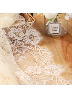 QueenDream QueenDream Ivory Lace Tablecloth Rectangular: 60x120 Inch 2 Pieces - Wedding Table Cloth Vintage Embroidered Lace Fabric for Summer Outdoor Tea Party Reception Dinner Home Decor  - Image 2