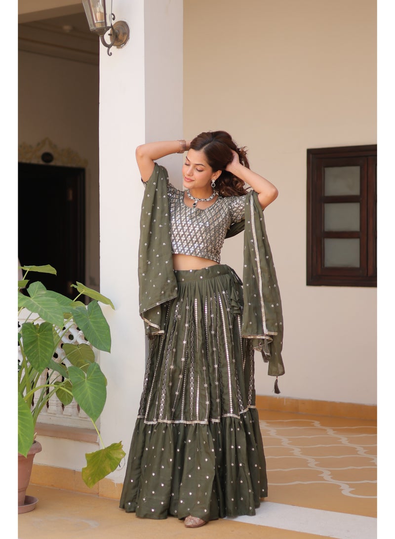 Worldwin New Launch – Designer Wedding Lehenga Choli in Pure Georgette with Heavy Sequin Embroidery - Image 5