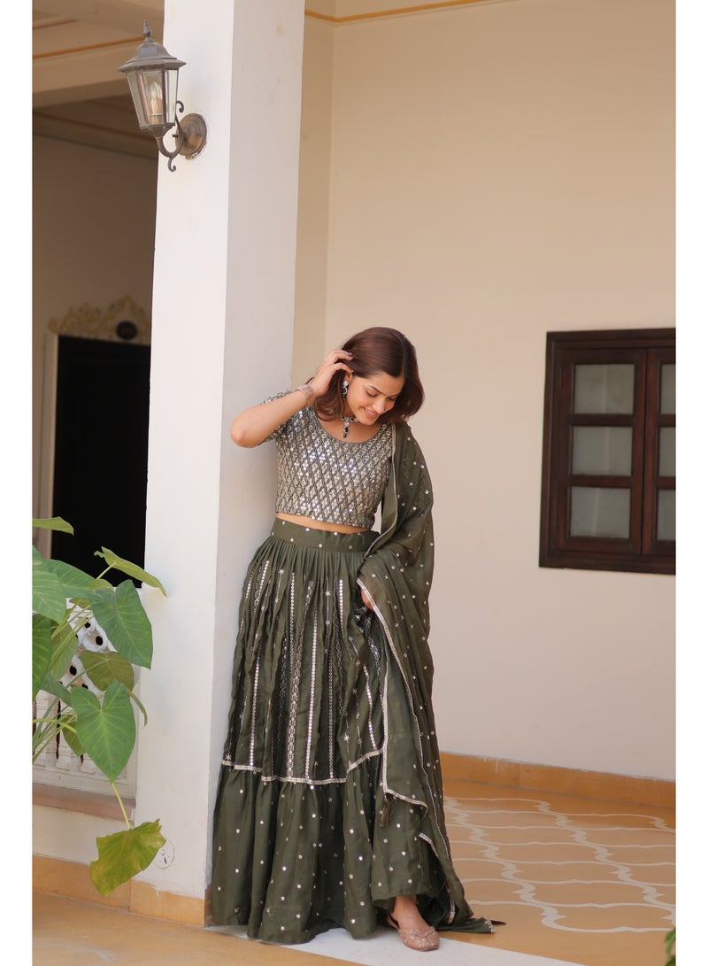 Worldwin New Launch – Designer Wedding Lehenga Choli in Pure Georgette with Heavy Sequin Embroidery - Image 2