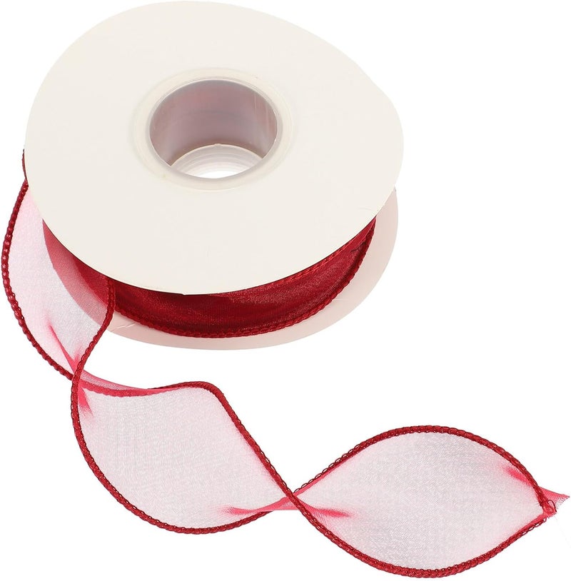 شريط حرفي DIY بعرض 4 سم بحافة متموجة عريضة بلون أحمر نبيذي لتنسيق الزهور والتغليف والديكورات اليدوية - Image 1