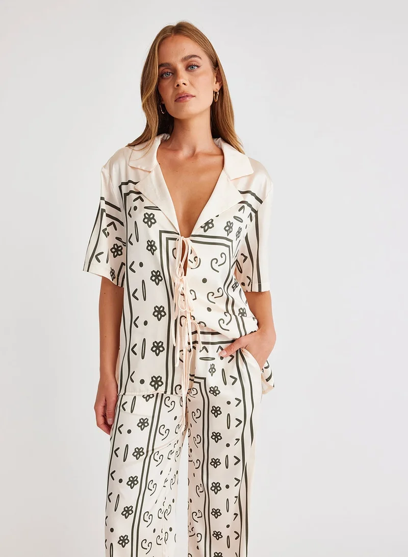 SNDYS  Silas Printed High Waist Wide Leg Pants for Women | Best Price UAE