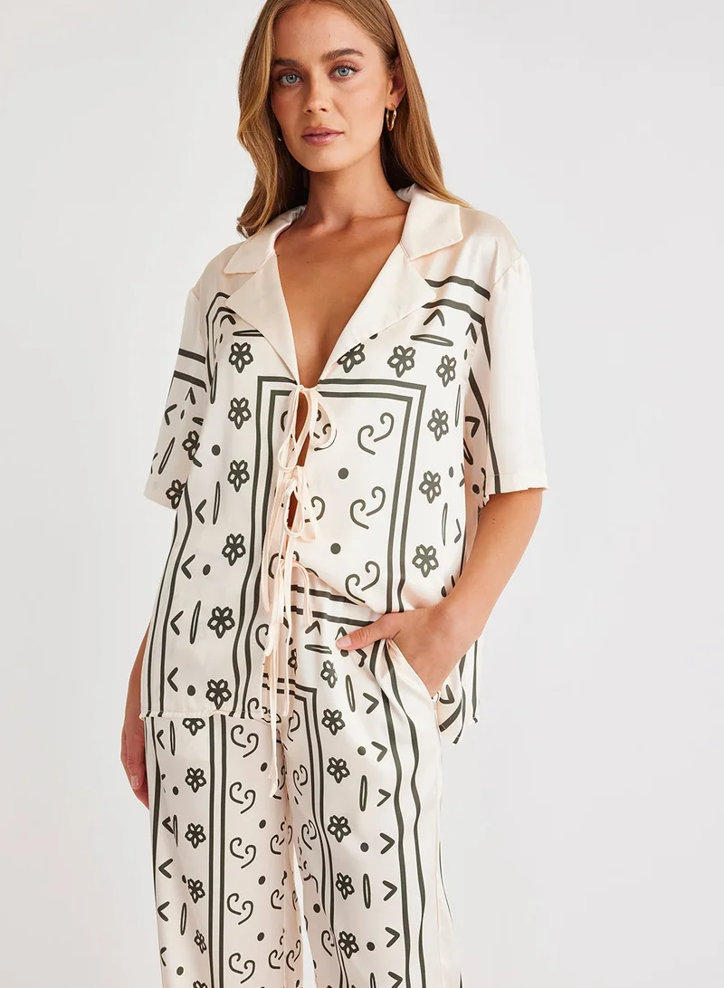 SNDYS  Silas Printed High Waist Wide Leg Pants for Women | Best Price UAE