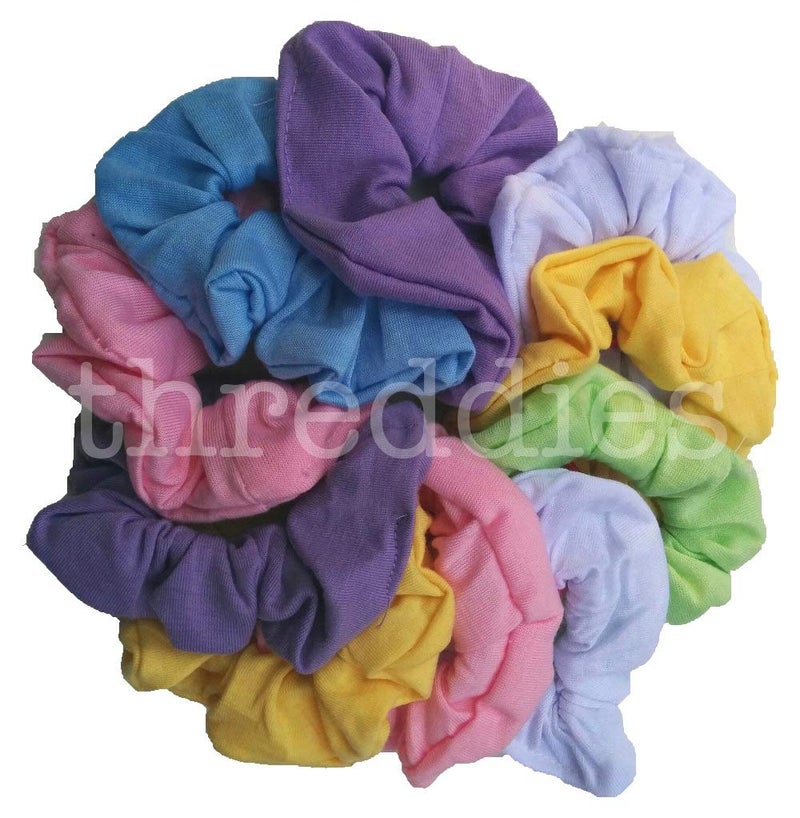 Cotton Scrunchie Set Set of 10 Soft Cotton Scrunchies Pastel Assortment