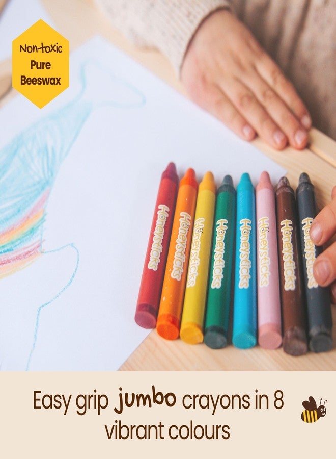 Honeysticks مجموعة أنشطة الأطفال من هونيستيك - 6 قوالب كبيرة للأطفال بالإضافة إلى أقلام شمع العسل غير السامة (8 عبوة)، قوالب مثالية للأطفال الصغار في فن ما قبل المدرسة، الرسم والتلوين، هدايا مثالية من 3-5 سنوات - Image 4