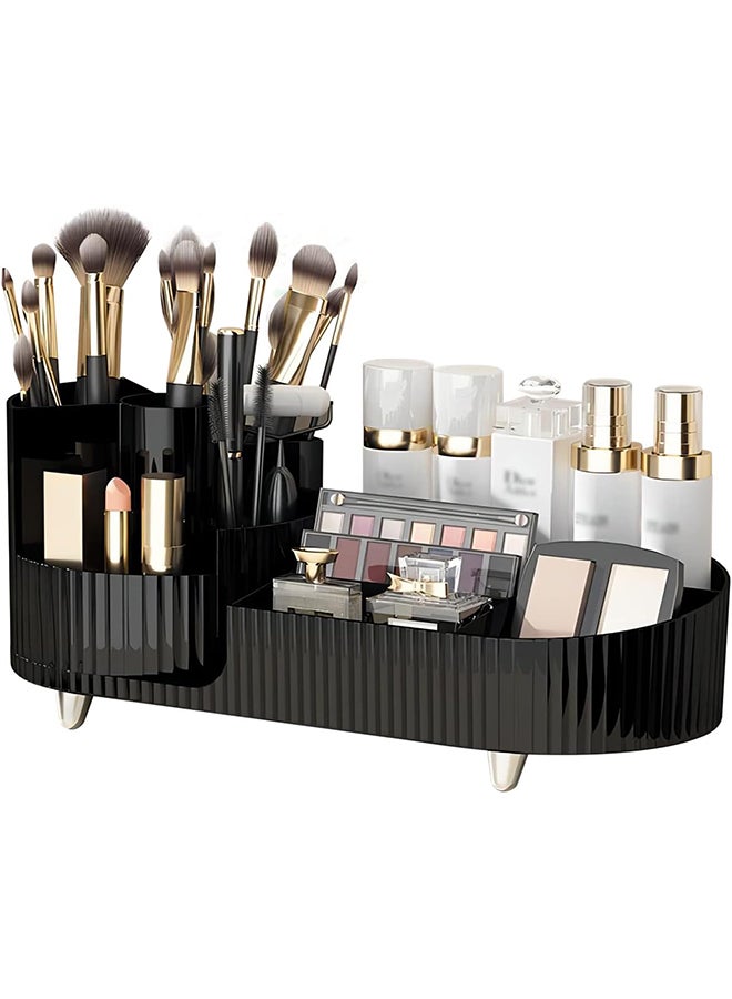 Sharpdo Large Capacity Makeup Brush Holder,360° Rotating Makeup Organizer,9 Slot Makeup Brushes Cup,for Vanity Decor,Bathroom Countertops,Desk Storage Container,Cosmetic Display cases - Image 1