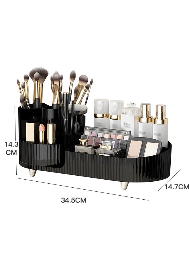 Sharpdo Large Capacity Makeup Brush Holder,360° Rotating Makeup Organizer,9 Slot Makeup Brushes Cup,for Vanity Decor,Bathroom Countertops,Desk Storage Container,Cosmetic Display cases - Image 4
