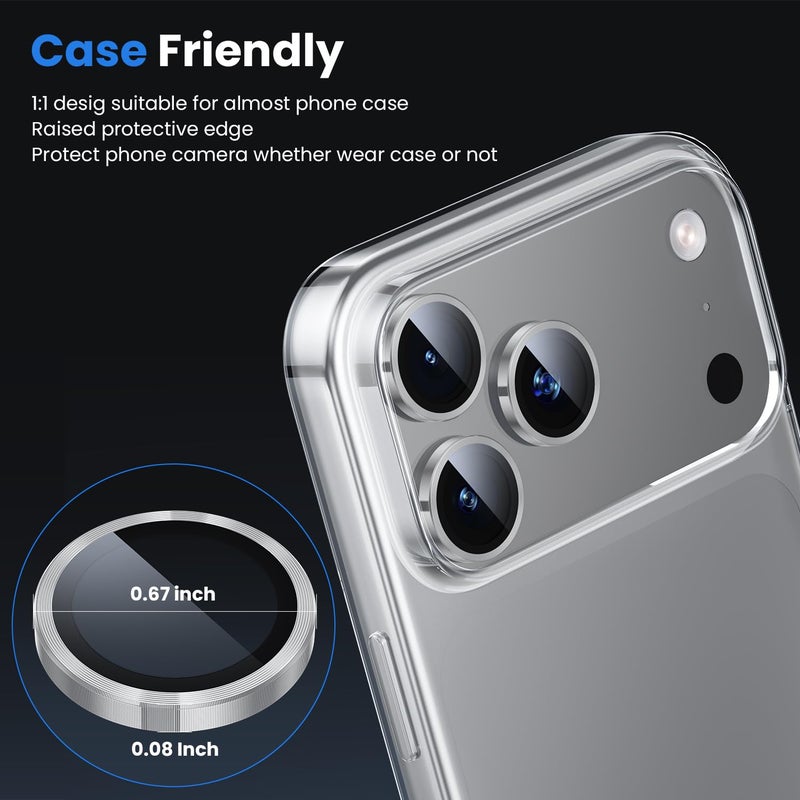 WSKEN for iPhone 17 Pro/iPhone 17 Pro Max Camera Lens Protector - [Original Shooting Mode] Shatterproof Metal HD Tempered Glass Camera Screen Protector Cover Film for iPhone Accessories - Image 4
