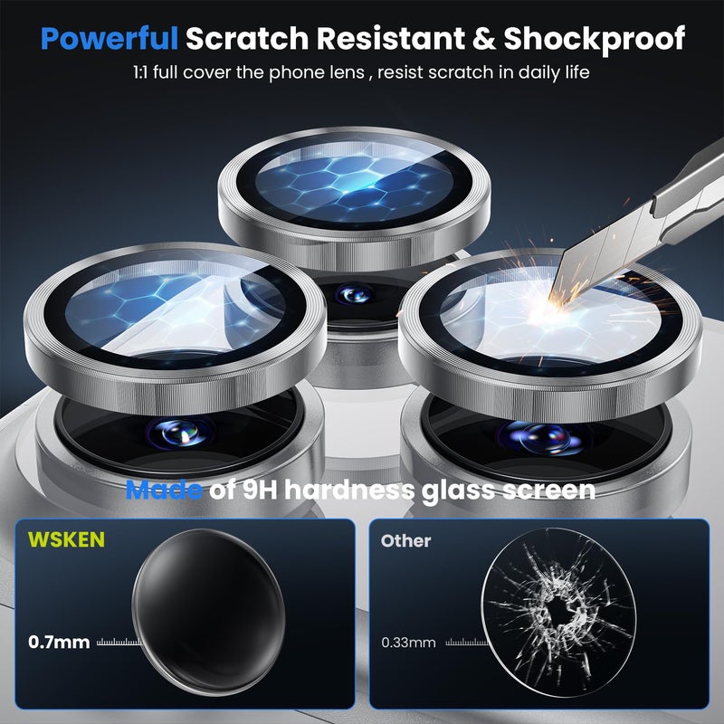 WSKEN for iPhone 17 Pro/iPhone 17 Pro Max Camera Lens Protector - [Original Shooting Mode] Shatterproof Metal HD Tempered Glass Camera Screen Protector Cover Film for iPhone Accessories - Image 3