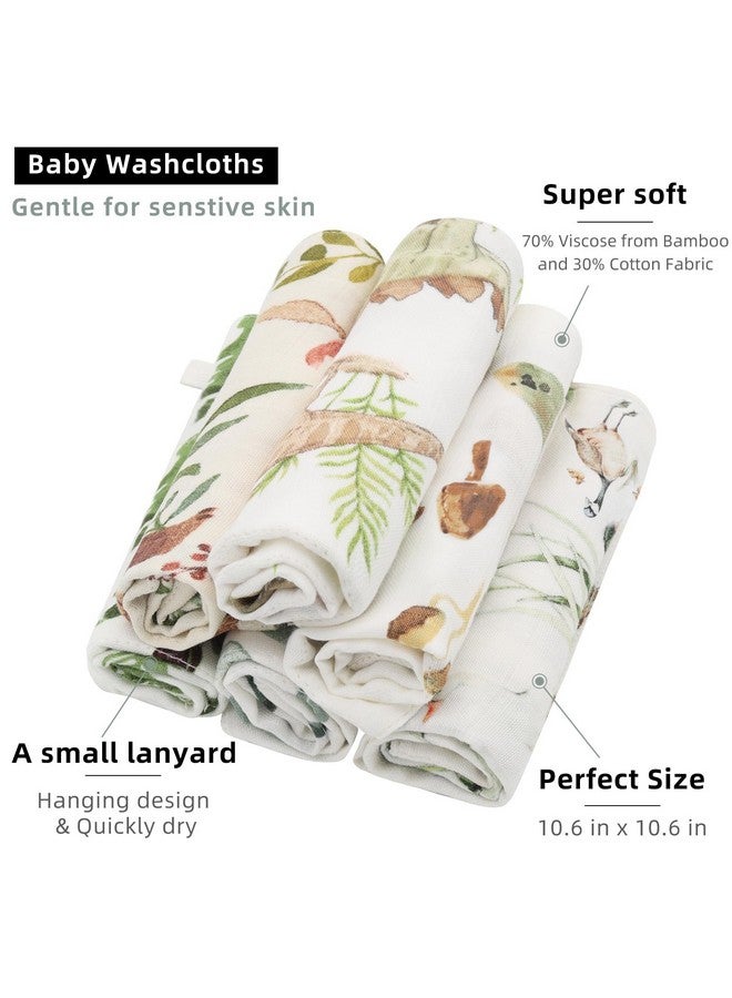 LifeTree 6 Pack Baby Muslin Washcloths for Unisex, 70% Viscose from Bamboo and 30% Cotton Wash Cloth Set for Baby Face Body, Soft for Newborn Infants Kids Girls and Boys - Image 1