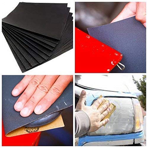 sarrah Silicon Carbide Sand Paper Wet/Dry 400, 600, 1000, 1500, 2000, 2500, 3000 Grit for Automotive Sanding Metal Polishing Wood -24 Pieces | Standard, Black - Image 5