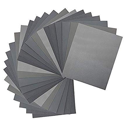 sarrah Silicon Carbide Sand Paper Wet/Dry 400, 600, 1000, 1500, 2000, 2500, 3000 Grit for Automotive Sanding Metal Polishing Wood -24 Pieces | Standard, Black - Image 1