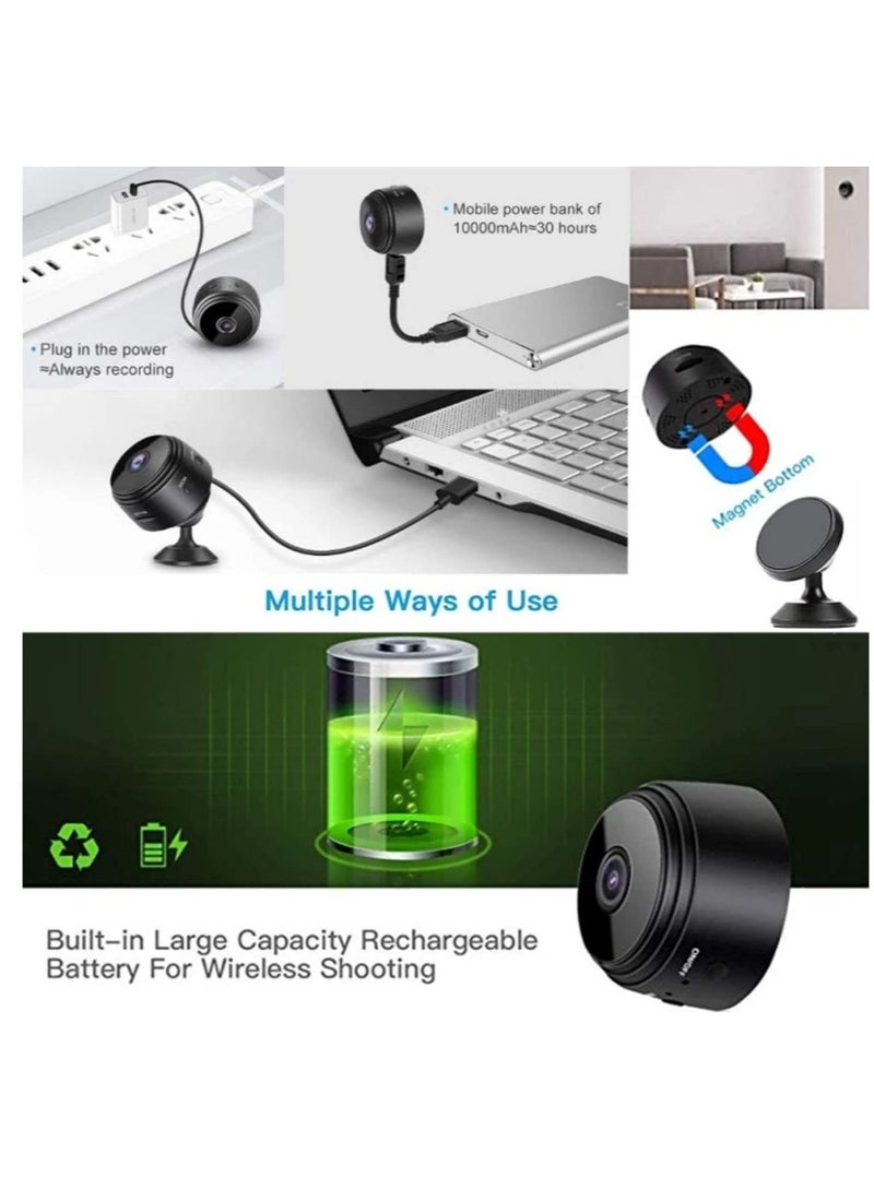 Generic WiFi Mini Magnetic A9 Wireless Spy Camera – Full HD 1080P Hidden Indoor Surveillance Camera with Motion Detection, Night Vision, Instant Alerts, Remote Monitoring – Compact Round Portable Security Cam for Home & Office  - Image 4