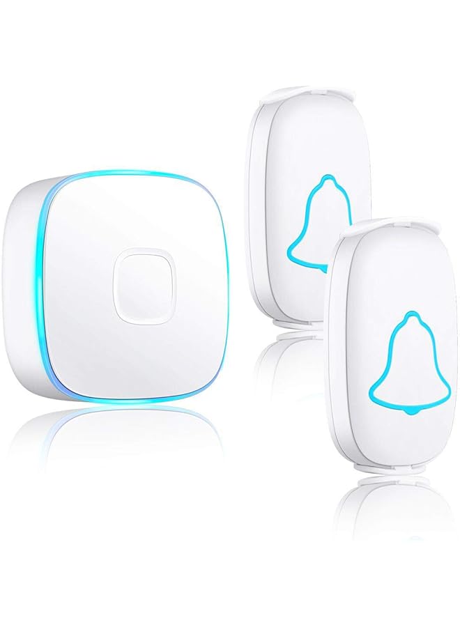promass Wireless Doorbell, Waterproof Door Bell with 38 Melodies and Led Flash,260m Range, 4 Level Volume, 2 Remote Buttons & 1 Receiver