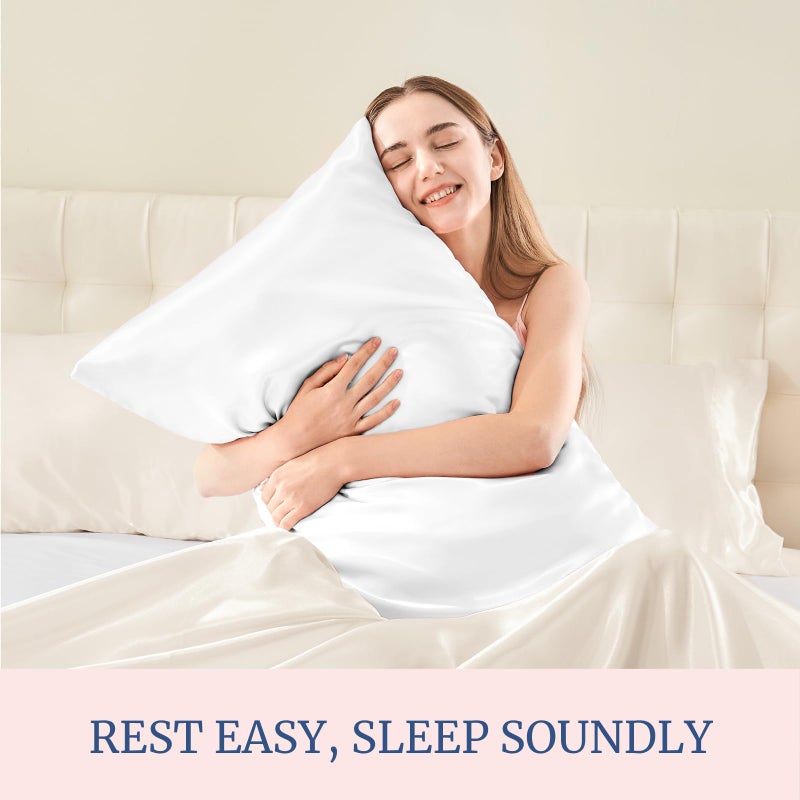 BEDELITE Satin Pillowcase for Hair and Skin, Super Soft and Cooling Similar to Silk Pillow Cases 2 Pack with Envelope Closure, Gift for Women Men(20"x26" Standard Size, White) - Image 5