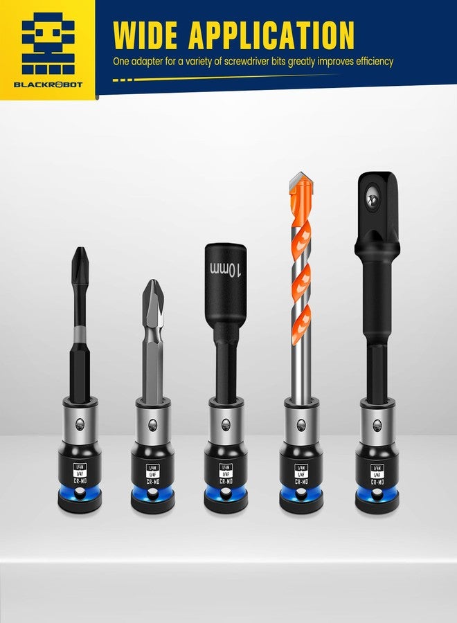 BLACKROBOT 2PCS Impact Bit Holders 1/4 Inch Square Drive to 1/4 Inch Hex Socket Adapter for Impact Wrench - Image 3