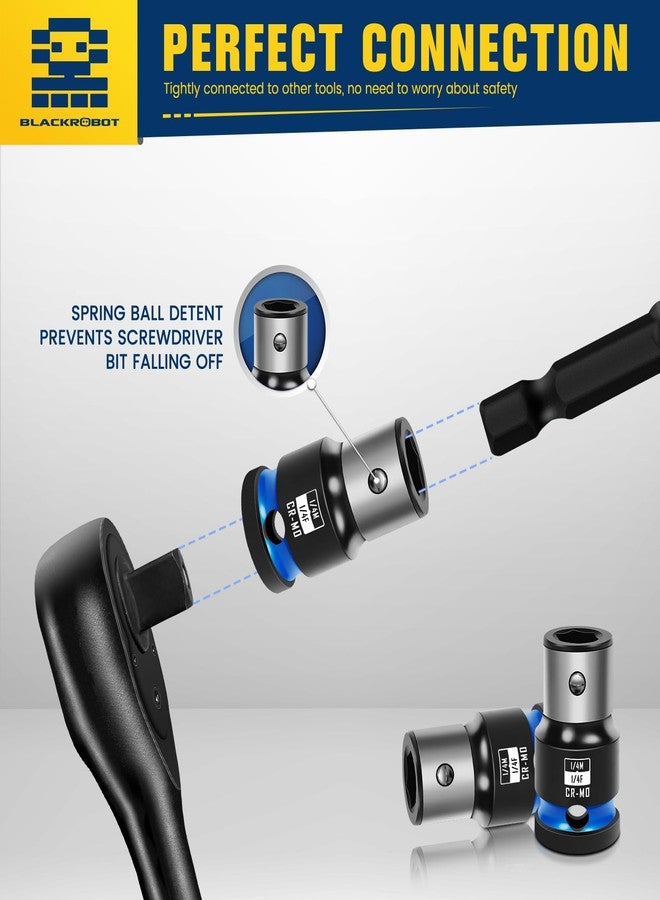 BLACKROBOT 2PCS Impact Bit Holders 1/4 Inch Square Drive to 1/4 Inch Hex Socket Adapter for Impact Wrench - Image 4