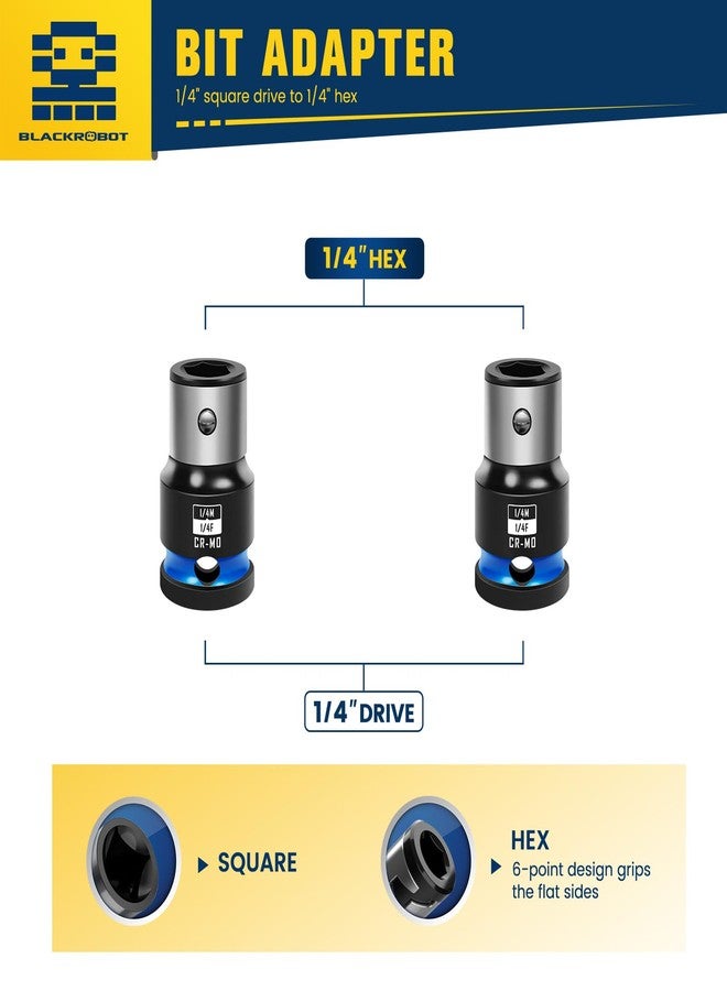 BLACKROBOT 2PCS Impact Bit Holders 1/4 Inch Square Drive to 1/4 Inch Hex Socket Adapter for Impact Wrench - Image 2