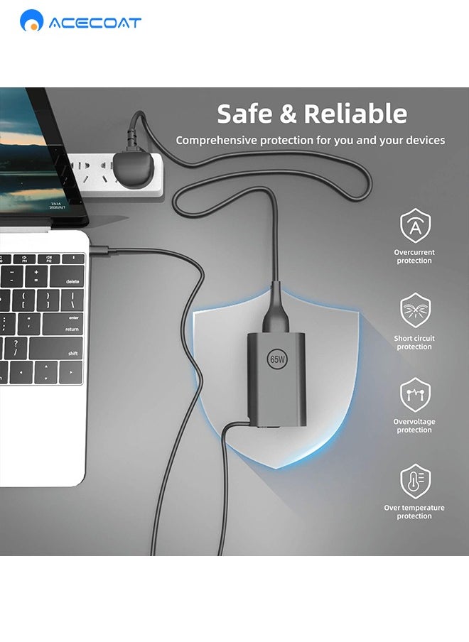 ايسكوت - 45W 65W USB C شاحن الكمبيوتر المحمول لديل خط العرض 5420 7410 7420 5520 5530 5540 7330 7340 7430 7530 7390 5430 5320 5440 3440 3540، إكس بي إس 13، كروم بوك 3100،محول سلك طاقة للكمبيوتر سريع من النوع C - Image 1