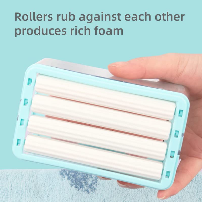 Anshri 2in1 Portable Portable Laundry Rolling Soap Box Easy Cloth Washing Soap Roller Plastic Dispenser Case with Lid Having RollerPack of 1 - Image 5