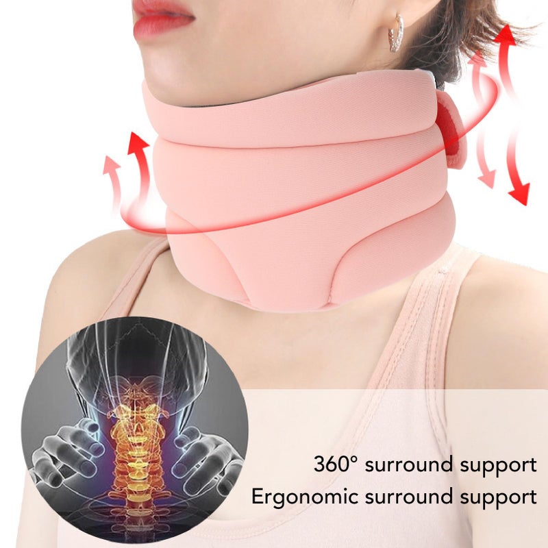 Breathable Adjustable Soft Cervical Collar Neck Brace For Sleeping Pressure Relief Pink - Image 5