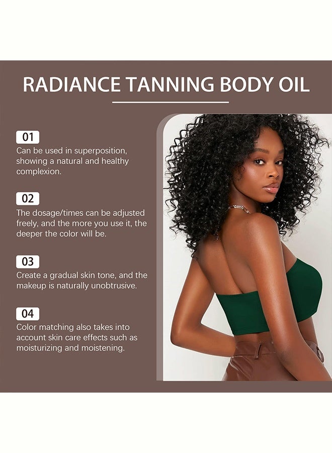 Zyvarn Radiance Tanning Body Oil, Infused with Macadamia Oil Vitamin C & Vitamin E, Enhances Tanning Effect for Uniform Bronze Color, Nourishing Moisturizing & Non-Greasy, Buildable Natural Glow for Daily Tanning Care, Suitable for All Skin Tones 120ml - Image 5