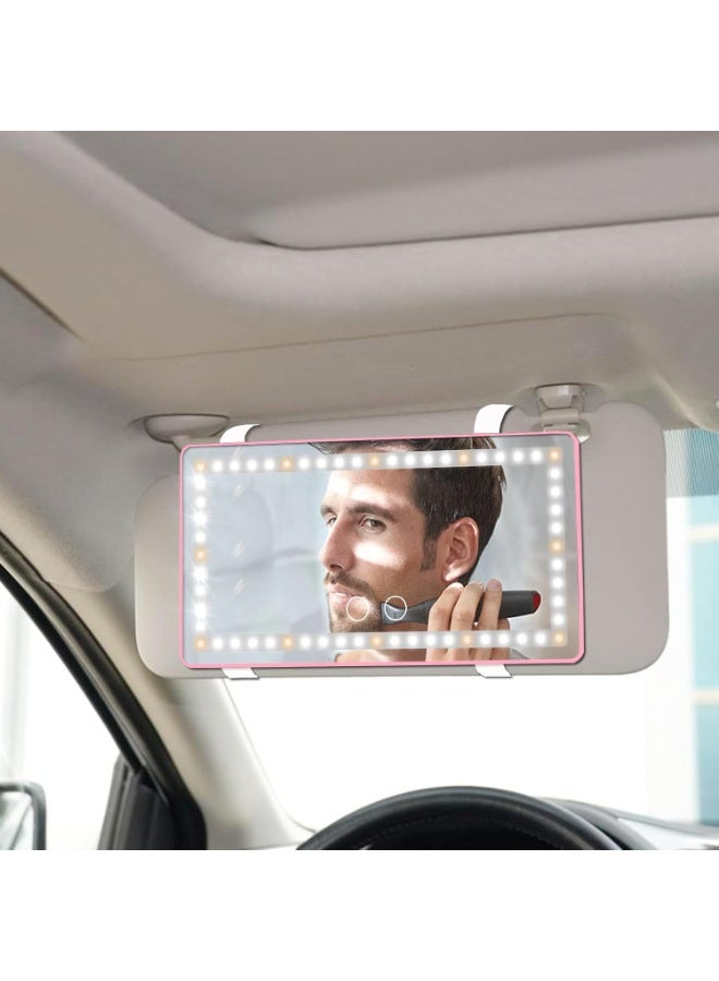 Car Sun Visor Lighted Vanity Mirror Car Vanity Mirror with Light 80 LED, Dimmable Sun Visor Mirror with Touch Screen, Clip-On Vanity Mirror for Women (Pink) - Image 2