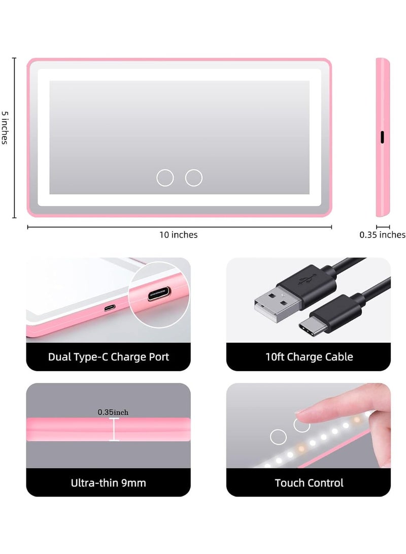 Car Sun Visor Lighted Vanity Mirror Car Vanity Mirror with Light 80 LED, Dimmable Sun Visor Mirror with Touch Screen, Clip-On Vanity Mirror for Women (Pink) - Image 5