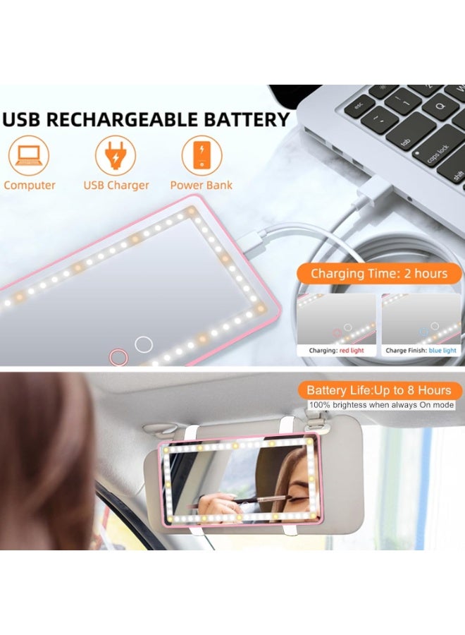 Car Sun Visor Lighted Vanity Mirror Car Vanity Mirror with Light 80 LED, Dimmable Sun Visor Mirror with Touch Screen, Clip-On Vanity Mirror for Women (Pink) - Image 4
