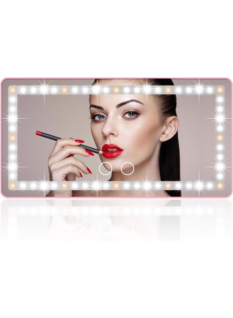 Car Sun Visor Lighted Vanity Mirror Car Vanity Mirror with Light 80 LED, Dimmable Sun Visor Mirror with Touch Screen, Clip-On Vanity Mirror for Women (Pink) - Image 1