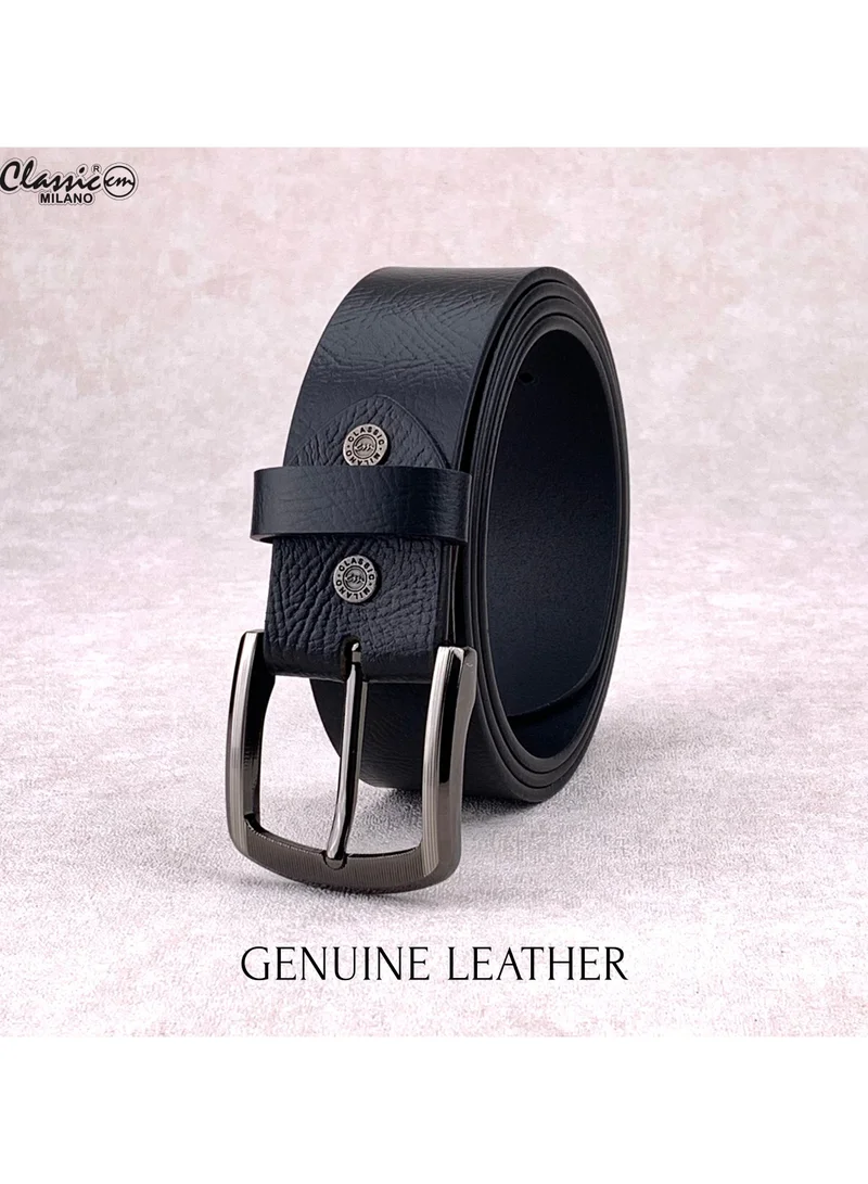 Classic Milano Black (Osaka 40MM) Classic Milano Leather Belt for Men – Genuine Leather Mens Belt, Formal & Casual Dress Belt Men with Gift Box, Adjustable Men's Belts, Office & Daily Wear for Men | Best Price UAE