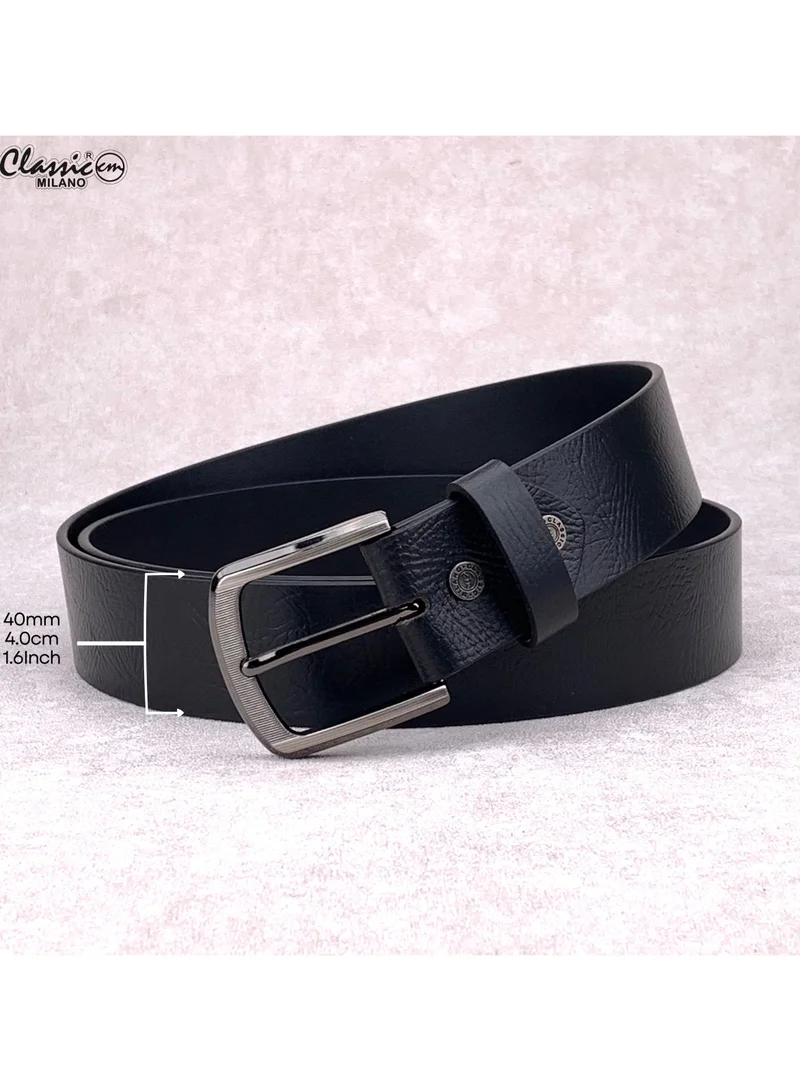 Classic Milano Black (Osaka 40MM) Classic Milano Leather Belt for Men – Genuine Leather Mens Belt, Formal & Casual Dress Belt Men with Gift Box, Adjustable Men's Belts, Office & Daily Wear for Men | Best Price UAE