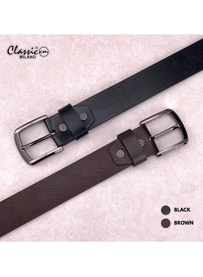 Classic Milano Black (Osaka 40MM) Classic Milano Leather Belt for Men – Genuine Leather Mens Belt, Formal & Casual Dress Belt Men with Gift Box, Adjustable Men's Belts, Office & Daily Wear for Men | Best Price UAE