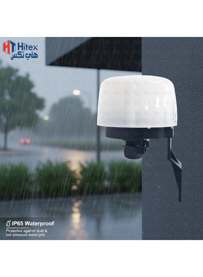 هيتكس مستشعر ضوء جيفكس | مفتاح خلية ضوئية من الغسق إلى الفجر | تحكم تلقائي في الإضاءة ليلاً/نهاراً | مفتاح ضوئي كهربائي ٢٢٠-٢٤٠ فولت تيار متردد للإضاءة الخارجية، ومصابيح الشوارع، وإضاءة الحدائق والأمن (١٥ أمبير) - Image 2