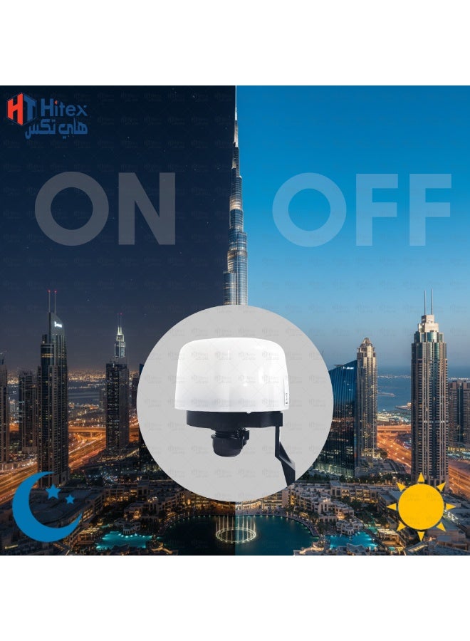 هيتكس مستشعر ضوء جيفكس | مفتاح خلية ضوئية من الغسق إلى الفجر | تحكم تلقائي في الإضاءة ليلاً/نهاراً | مفتاح ضوئي كهربائي ٢٢٠-٢٤٠ فولت تيار متردد للإضاءة الخارجية، ومصابيح الشوارع، وإضاءة الحدائق والأمن (١٥ أمبير) - Image 3