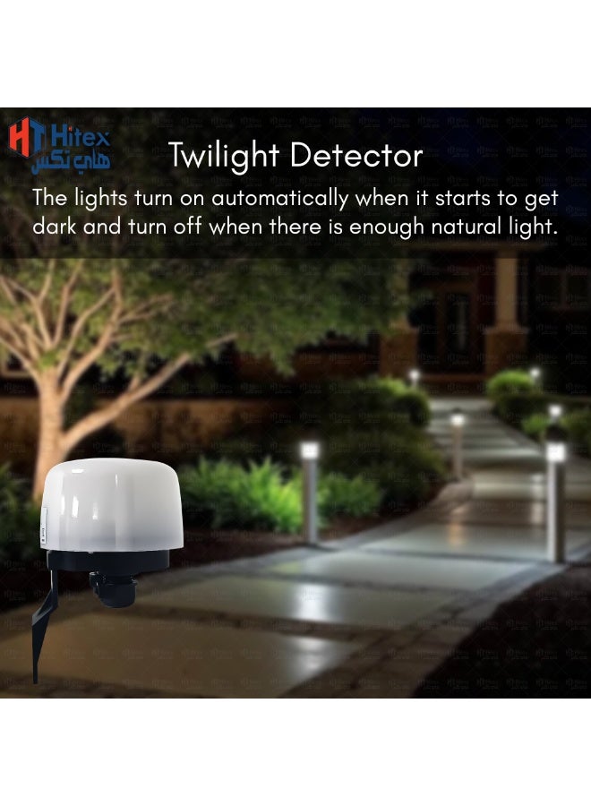 هيتكس مستشعر ضوء جيفكس | مفتاح خلية ضوئية من الغسق إلى الفجر | تحكم تلقائي في الإضاءة ليلاً/نهاراً | مفتاح ضوئي كهربائي ٢٢٠-٢٤٠ فولت تيار متردد للإضاءة الخارجية، ومصابيح الشوارع، وإضاءة الحدائق والأمن (١٥ أمبير) - Image 4
