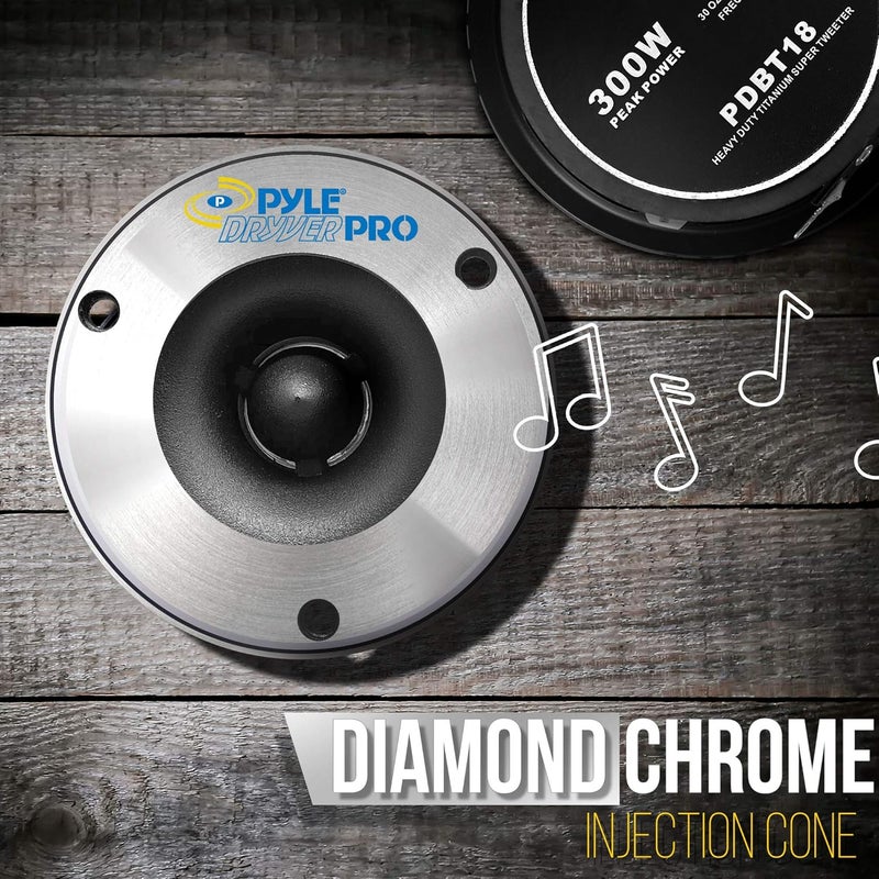 Pyle 3.75'' تويتر قرن تيتانيوم (زوج) - تشطيب قطع كروم ألمنيوم مع هيكل مغناطيسي 300 واط ذروة 20 أونصة استجابة تردد 2kHz - 25kHz 4 أوم و 1'' لفائف صوت كابتون PDBT18 - Image 3