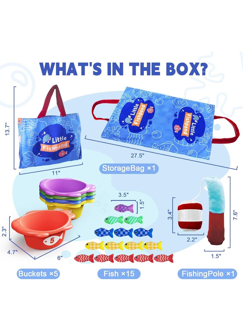 unikbebe Magnetic Fishing Game for Toddlers, Montessori Educational Toy for Fine Motor Skills, Number Counting, Color Sorting, Stacking Cups, Safe BPA-Free Soft Material, Baby Sensory Toy with Storage Bag - Image 5