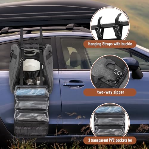 KingCamp Oversized Camping Kitchen Organizer, Ultralight Hanging Cooking Utensils Bag Portable Storage Backpack with Paper Towel Holder & 3 Pockets for Outdoor BBQ Cooking (Bag Only) - Image 5