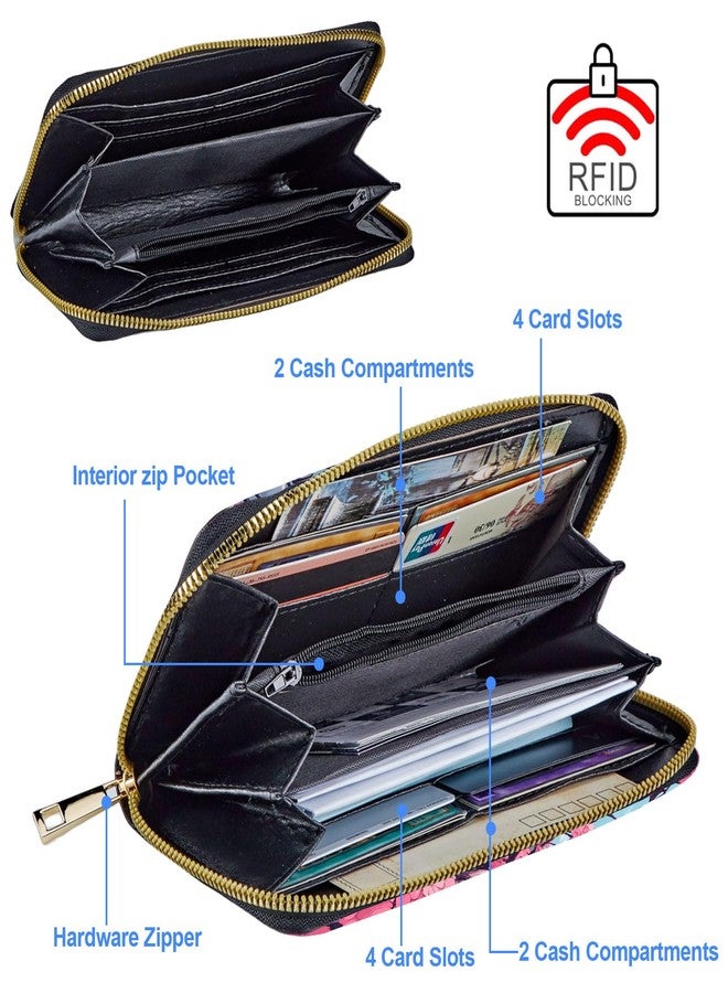 محفظة نسائية من GYSYZJDH بثلاث جماجم - محفظة جلدية PU مانعة لتقنية RFID مع حزام للمعصم، حامل بطاقات كبير الحجم، هدية مثالية للسفر والاستخدام اليومي - Image 3