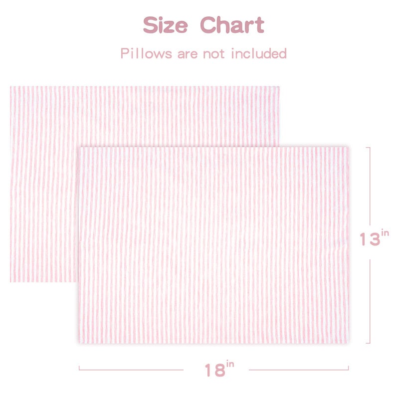 Zenssia Organic Cotton Toddler Pillowcase/Travel Pillowcase Pack of 2 Set 13x18 Inches with Envelope Closure - Soft & Breathable Baby Pillow Case Cover Pink Stripe - Image 4