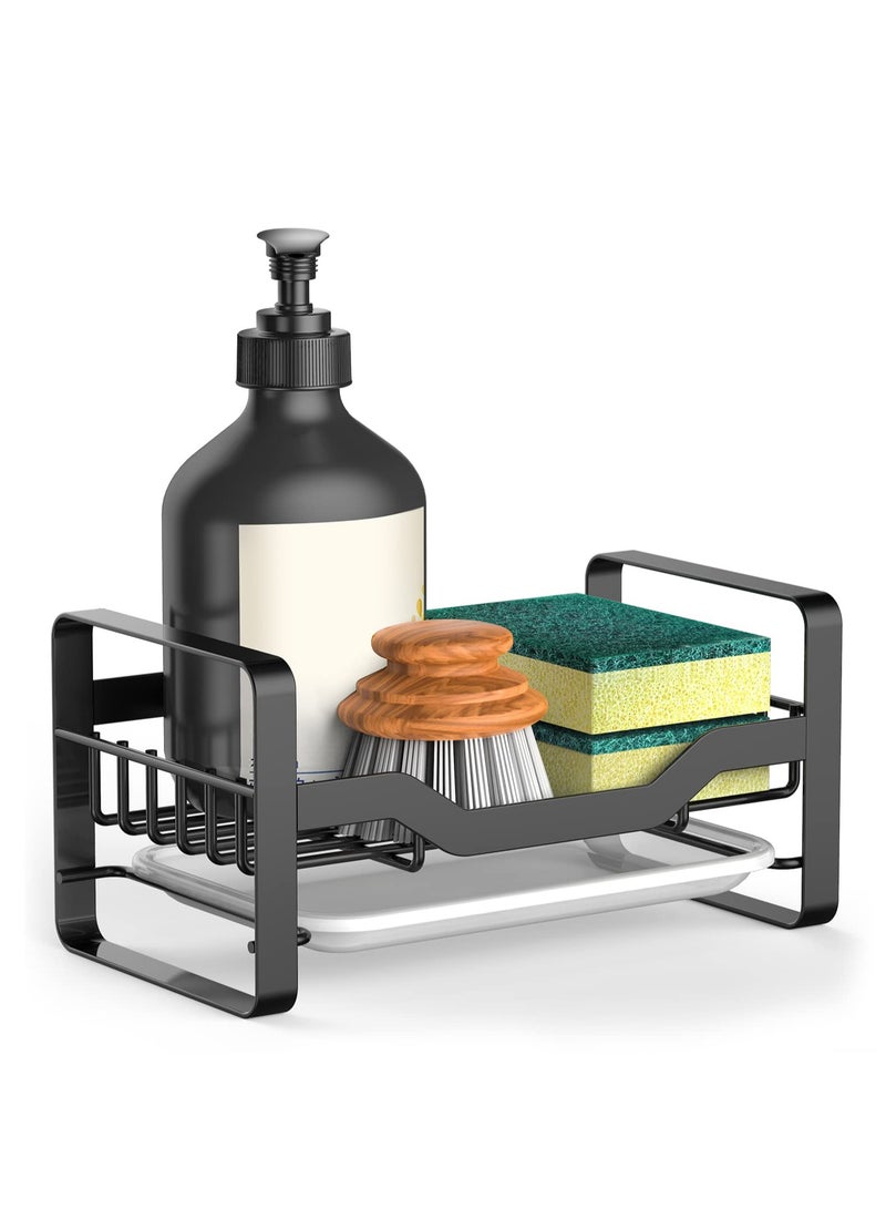 Barakah Kitchen Sink Caddy Organizer, 304 Stainless Steel Sponge  Holder for Sink Countertop with Removable Drain Tray for Dishes, Knives, Spoons, and Forks - Image 1
