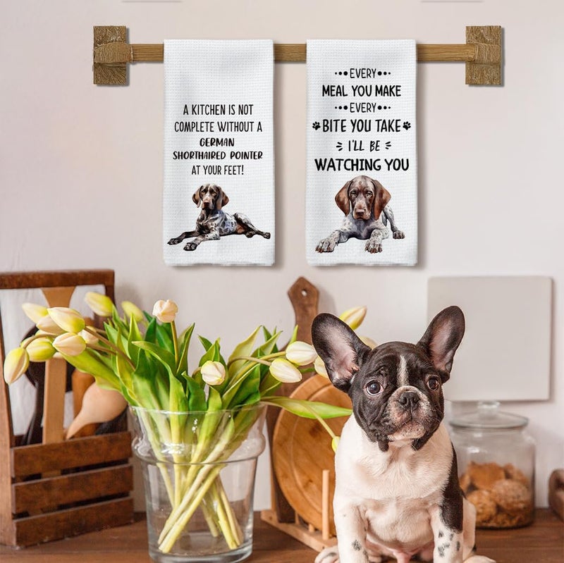 Tzhim German Shorthaired Pointer Gifts Kitchen Towels Set of 2, German Shorthaired Pointer Dishcloths Tea Towels Dish Towels, Dog Hand Towels, Dog Kitchen Bathroom Decor, 16x24inch - Image 3